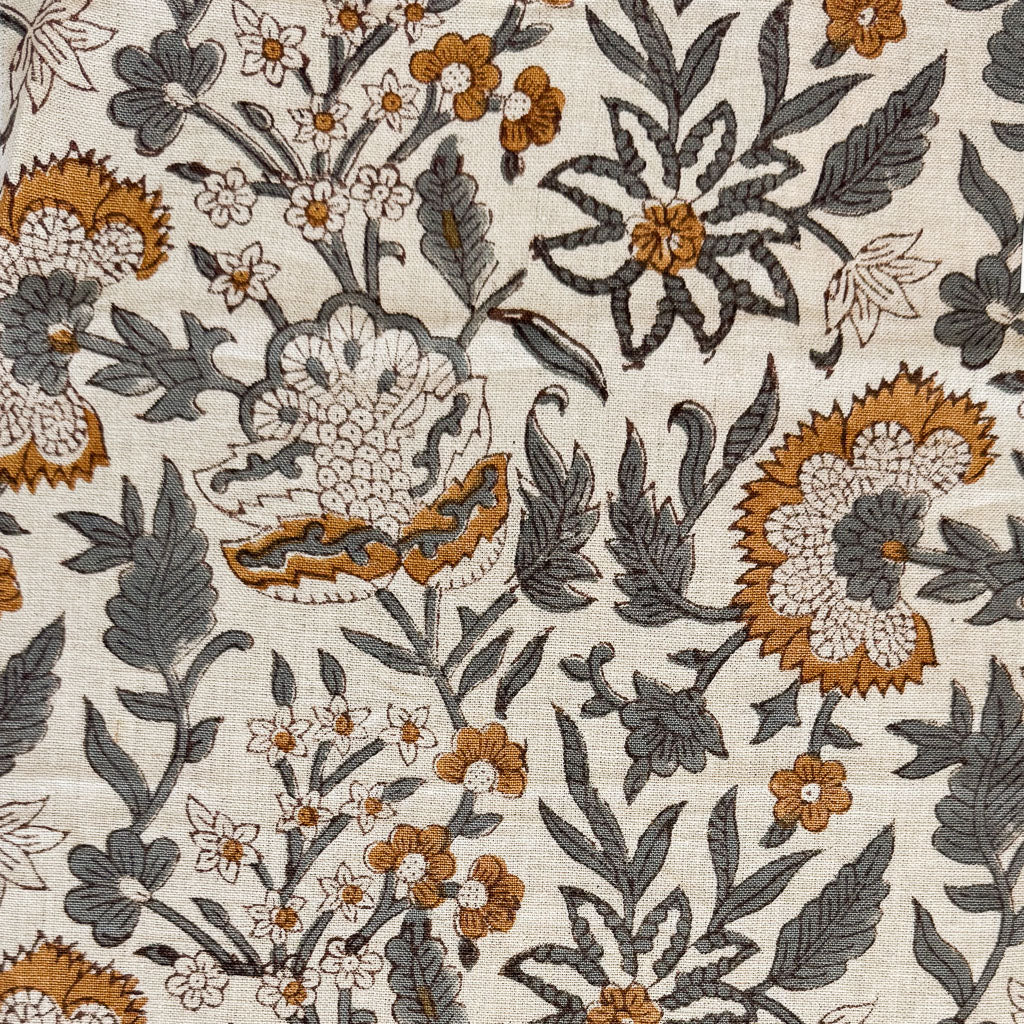 Raisa Natural - Ink, Ochre Textile