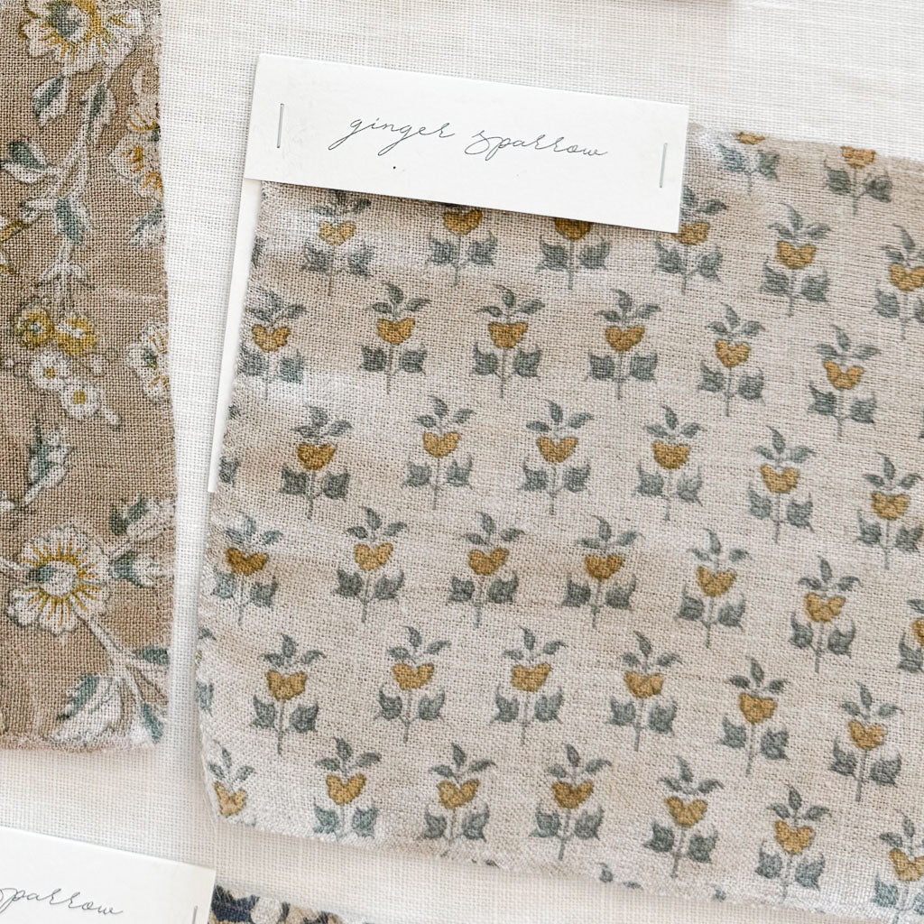 Suvarna Natural - Fawn, Teal Textile