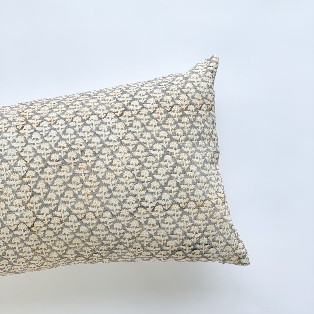 Phulara Throw Pillow Grey Mustard