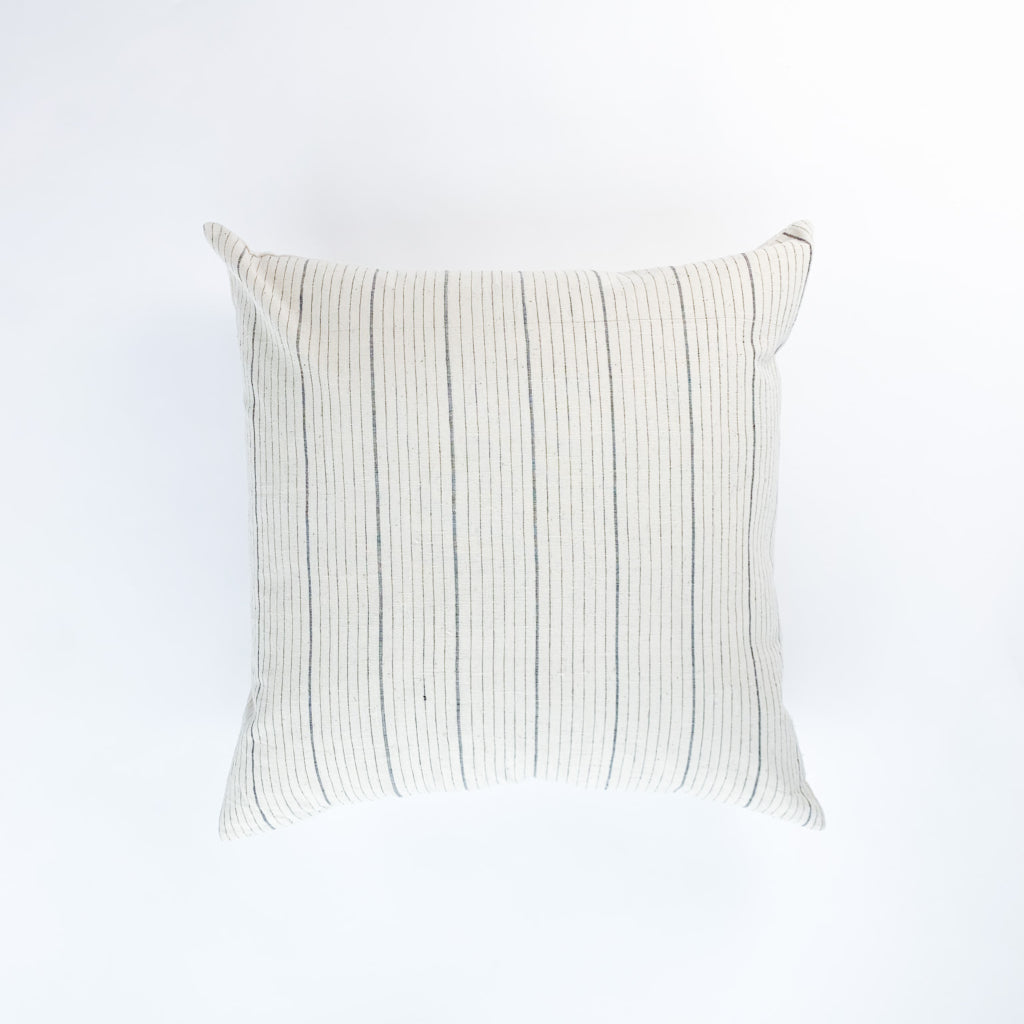 Linen Lumbar Pillow - Charcoal Stripe